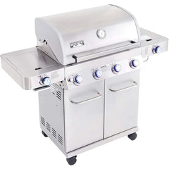 Grills 4-Burner Propane Gas Grills Stainless Steel Cabinet Style with Side & Side Sear Burners, Built-In Thermometer, BBQ Grill