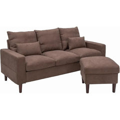 Convertible Sectional Sofa Couch with Reversible Chaise, L-Shaped Couch Linen Fabric for Small Space, Apartment