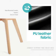 JHK PU Leather Dining Chairs Set of 4 Wooden Legs Lounge Chair for Home Kitchen Comfortable Sponge Cushion Living Room Chair