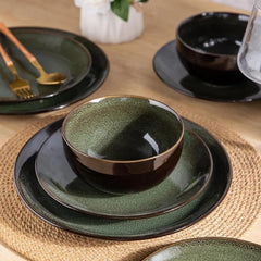 Ceramic Dinnerware Sets,Stoneware Coupe Plates and Bowls Sets,Highly Chip and Crack Resistant | Dishwasher & Microwave