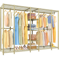 Clothing Rack, Garment Rack for Hanging Clothes, Large Freestanding Closet Wardrobe Clothes Storage Organizer Closet for Bedroom