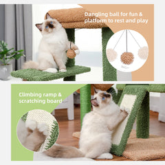 41''&36'' Cactus Cat Tree Tower with Sisal Scratch Posts Cozy Condo for Indoor Cats Multi-Level Climbing Stand with Soft Hammock