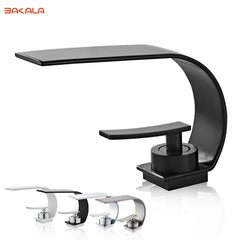 BAKALA Curve  Single Handle Hot And Cold Water  Faucet Waterfall Water Bathroom Sink Faucet 304 Stainless steel Mixer Tap