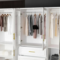 Armoire Wardrobe Closet Collection with Drawers & Hanging Rods, Closet Organizer, Armoire Wardrobes,Bedroom Funiture