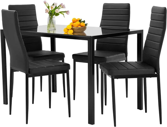 Dining Table Set Glass Dining Room Table Set for Small Spaces Kitchen Table and Chairs for 4Table with Chairs Home Furniture