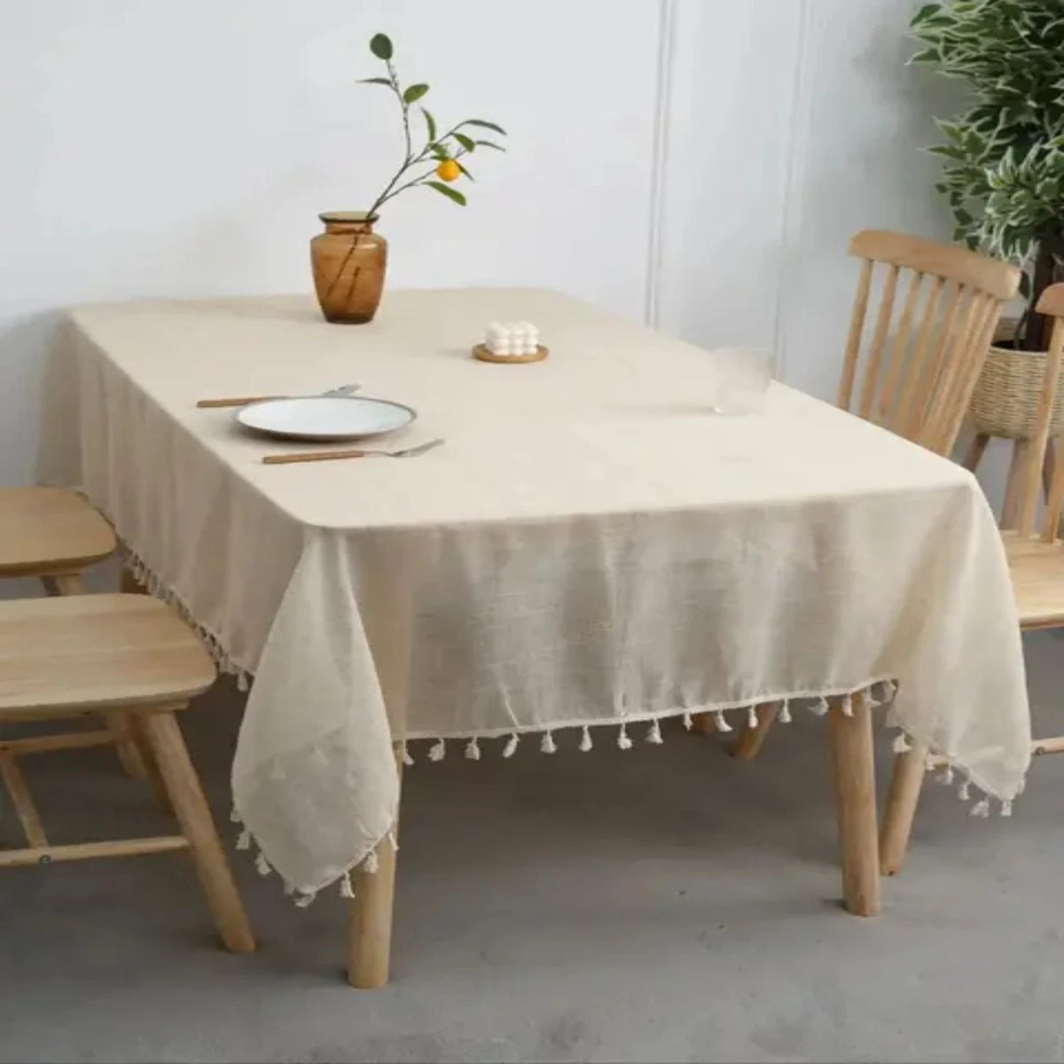 Elegant Linen Rectangle Table Cloth - Washable French Tablecloth for Kitchen Dining Tables, Parties & Special Occasions