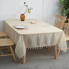 Elegant Linen Rectangle Table Cloth - Washable French Tablecloth for Kitchen Dining Tables, Parties & Special Occasions