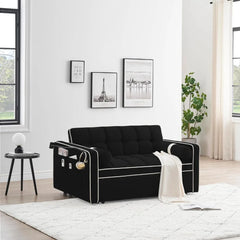 55 Inch Sofa Bed,Pull-Out Sofas, 3-in-1 Comfortable Convertible Futon Sofas, Velvet Double Lounge Sleeper, Sofa Sleeper