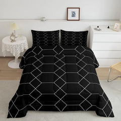 Comforter Set Kids Teens Dark Blue and Black Striped Bedding Bed Set Decor Modern Fashion Comforter Inner Fill Bedroom