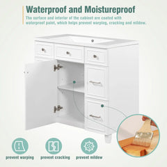 36  Bathroom Vanity with Sink Top Set  Bathroom Storage Cabinet with Soft Close Doors and Drawers  Modern Cabinets for Bathroom