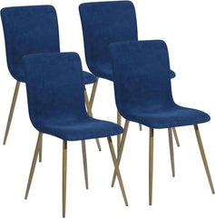 Dining Chairs Set of 4, Fabric Suede Dining Room Side Seating, Kitchen Chairs with Metal Legs for Living Room,Dark Brown