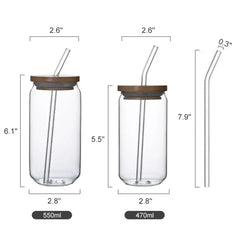 500ml Glass Mug Transparent Water Cup With Bamboo Wood Lid Cola Cup With Lid And Straw Set Juice Glass Beer Milk Water Cups