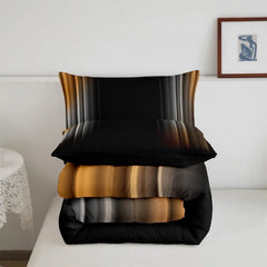 Comforter Set Kids Teens Dark Blue and Black Striped Bedding Bed Set Decor Modern Fashion Comforter Inner Fill Bedroom