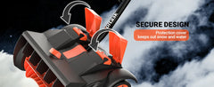 15.8” Cordless Snow Shovel, Brushless Battery Snow Blower, Battery Powered Snow Thrower with Wheels and LE