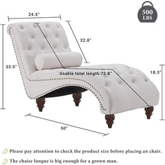 Tufted Chaise Lounge Chair Indoor, Velvet Chaise Lounges Upholstered Couch for Bedroom Living Room Office, Leisure Sofa Recliner