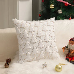 2pcs Christmas Plush Pillow Cover Single Side Embroidered Xmas Tree Living Room Sofa Cushion Party Decoration Pillow Cover 45cm