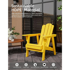 Adirondack Chair Oversized Balcony Porch Patio Outdoor Chair for Lawn, Backyard, Deck, Garden, Camping - Easy Installation