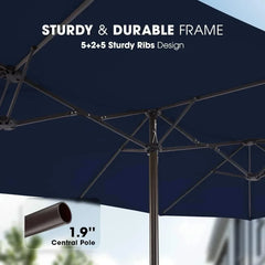 15ft Large Patio Umbrellas With Base Included Patio Furniture Outdoor Set Powerful UV Protective Garden