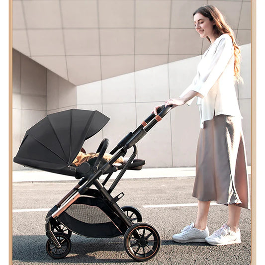 2024 New Arrival High View Portable Baby Stroller Ergonomics Seat Bassinet for Newborn One Hand to Recline Pram