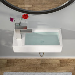 Bathroom Sink Wall-hung Small Container Sink Modern Floating Bathroom With White Ceramic Container Above Rectangular Counter