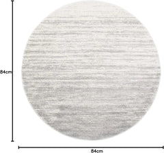 Adirondack Collection Area Rug - 7' Round, Ivory & Silver, Modern Ombre Design, Non-Shedding & Easy Care