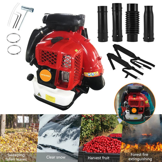 2-Stroke Engine 900CFM Air Volume 2.3L Tank Leaf Blower 80CC Gas Powered Backpack Snow Blower