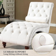 Tufted Chaise Lounge Chair Indoor, Velvet Chaise Lounges Upholstered Couch for Bedroom Living Room Office, Leisure Sofa Recliner