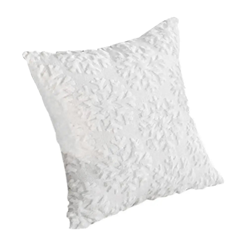 Snowflake Pillow Case White Christmas Embroidered Plush Pillow Cover Sofa Waist Throw Cushion Decorative Cover For Living Room