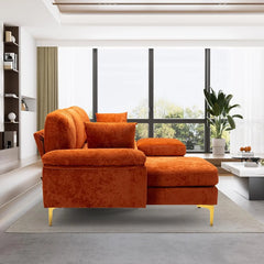 U-Shaped Sectional Sofa Couch, 4 Seat Sofa Set for Living Room, Convertible L-Shaped Velvet Couch Set with Chaise Lounge