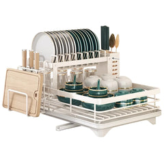 Dish Bowl Drainer Storage Rack Kitchen Dish Drying Rack with Drainboard Sink Organizer Countertop Dinnerware Storage Holder