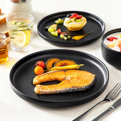 vancasso 18/36 Piece Black Ceramic Plate Sets Stoneware Dinner Set Elegant Dinnerware with 6/12PCS Dinner Plate/Dessert/Bowl