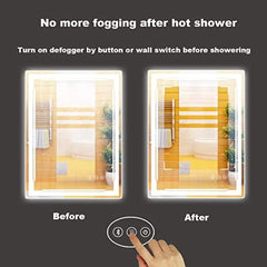 32x24 Smart LED Bluetooth Speaker Bathroom Vanity Mirror with Anti-Fog & 3 Lights Setting Wall Mount Mirror IP54 Waterproof