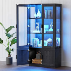 Display Cabinet with Acrylic Glass Doors, Curio Cabinet with3Shelves,Storage Cabinet LED Lights, Display Case with Magnetic Lock