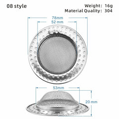 1PCS Kitchen Sink Filter Stainless Steel Mesh Sink Strainer Filter Bathroom Sink Strainer Drain Hole Filter Trap Waste Screen