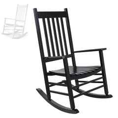 Wooden Patio Rocking Chair with High Back for Outdoor Indoor Garden Balcony,Porch Rocker