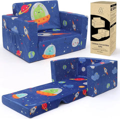 Kids Couch: Toddler Sofa Bed Fold Out for Gilrs Boys Baby Flip Out Convertible Lounge Chair Dinosaur