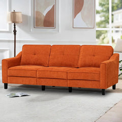 84 Inches Fabric 3-Seats Sofa with Tufted Backrest Cushion, Chenille Modern Couch with Stable Wooden Legs, Upholstered Sofa for