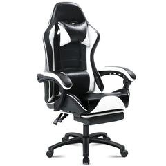 Ergonomic Gaming Chair with Footrest, PU Leather Video Game Chairs for Adults, Reclining Gamer Chair Office Chair