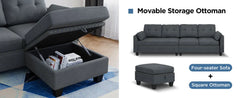 Convertible Sectional Sofa L Shaped Couch Reversible Sectional for Small Apartment, Bluish Grey