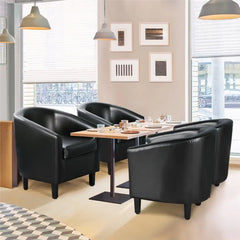 Faux Leather Barrel Accent Chair Set of 2 Black Features A Plywood Frame Foam Padding Solid Pine Legs