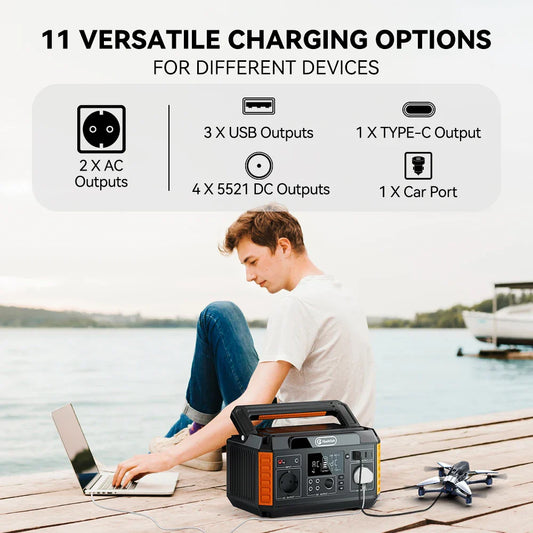 FlashFish Power Station 560W Portable Solar Generator 230V Pure Sine Wave AC Outlets 520Wh Charging Station For Camping Outdoor