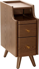 Small Nightstand,Solid Wood Nightstand with Drawers, Walnut Bedside Table for Bedroom