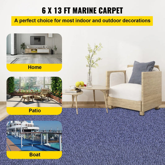 Deep Blue Marine Carpet 6 ft x 13.1 ft Marine Carpeting Marine Grade Carpet for Boats with Waterproof Back Outdoor Rug for