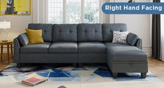 Convertible Sectional Sofa L Shaped Couch Reversible Sectional for Small Apartment, Bluish Grey