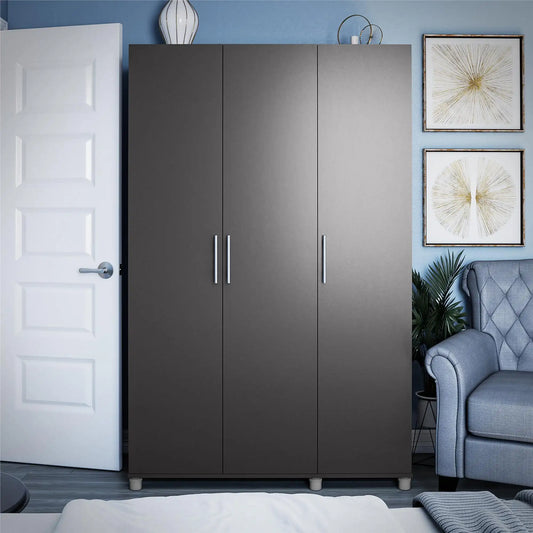 Evolution Westford 3 Door Wardrobe, Graphite Gray Lots of storage space 3 door wardrobe with hanging rod and adjustable shelf