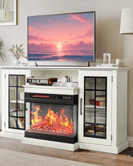 Fireplace TV Stand Entertainment Center with 36" Fireplace, 70" Wooden TV Stand for TVs Up to 80",Media TV Console