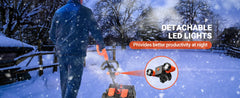 15.8” Cordless Snow Shovel, Brushless Battery Snow Blower, Battery Powered Snow Thrower with Wheels and LE