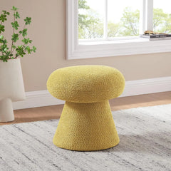 Comfort corner Round Footstool Ottoman, Mushroom Foot Rest Stool, Small Upholstered Boucle Footstool Ottoman for for Living Room