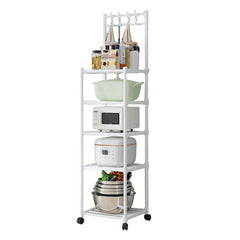 5 Tier Storage Shelves 110LBS Heavy Duty Shelving Unit Storage Rack w/Rolling Wheel for Laundry Bathroom Kitchen Garage