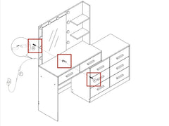 65" Vanity Desk, 8 Drawers Makeup Vanity Table with Storage Shelf, Modern Dresser with Mirror, Dressing Table for Bedroom